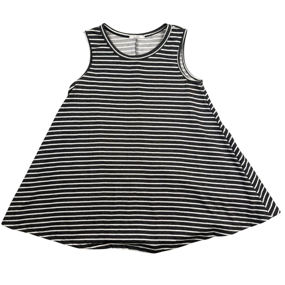 Acemi Womens Black White Striped Sleeveless Swing Top Tank Small Made in USA